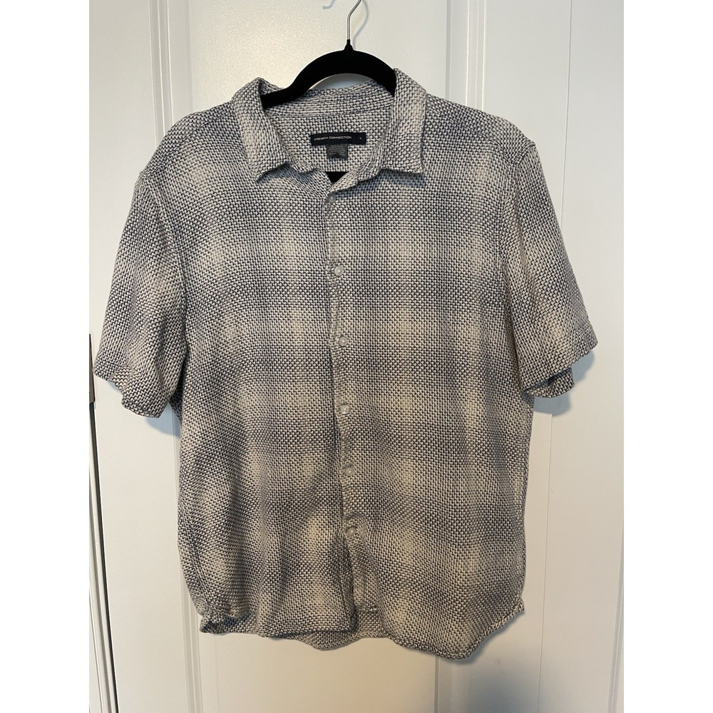 French Connection Men's‎ Patterned Cotton Short Sleeve Button-Up Shirt Large